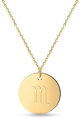 GD GOOD.designs Catena zodiacale oro 18 carati Scorpione - impermeabile I Collana placcata oro con ciondolo dell'oroscopo I Collana zodiacale in acciaio inox per signore