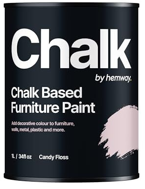 Hemway - Chalk Based Furniture Paint - Candy Floss Pink 1 L | Chalky Matt Shabby Chic Finish for Interior & Exterior Home Decor | Quick Dry & All-in-one