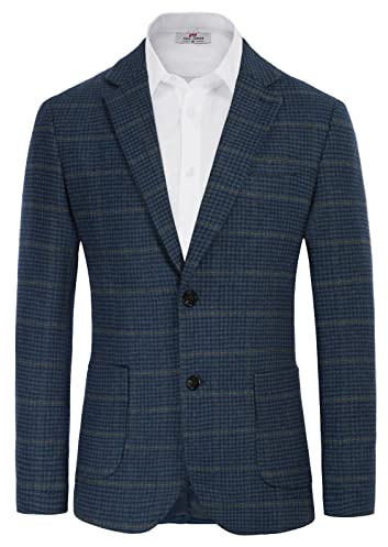 Brittisk tweed fiskbensblazer i ylleblandning, sportjacka, Färg: blå, XL