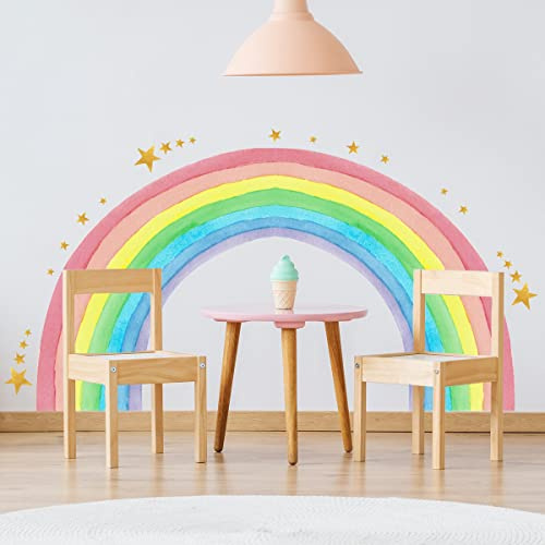 HGDESIGN® Väggtatuering väggdekal stor regnbåge enhörning fjäril moln barnrum babyrum flicka väggdekoration självhäftande (variant A)