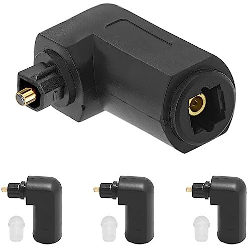 Xiatiaosann Adaptador de cable de audio digital óptico Toslink de ángulo recto 90 grados macho a hembra Jack 360 gira para fibra óptica Toslink Plug Connector Cable TV, 4 piezas