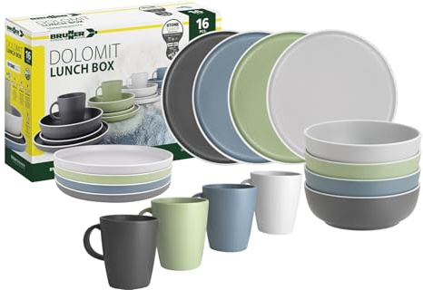 Melamm-Teller-Set Lunchbox Dolomit 16tlg