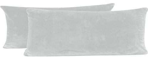 one-home 2er Pack Kissenbezug Kissenhülle Kopfkissenbezug Teddy Plüsch Uni Winter kuschelig flauschig warm weich Seitenschläferkissen Bezug, Größe: 40x145 cm, Farbe: grau