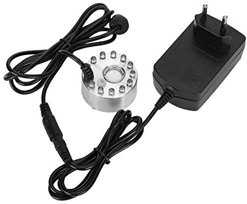 Generador de Niebla, Adorno Decorativo, Fuente de Agua, Atomizador de Agua Corriente, Humidificador Ultrasónico, 12 Luces, Mini Fuente de Agua, Generador de Niebla (Enchufe de la