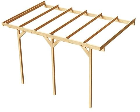 Wood&Play Tetto per garage in legno - Lavorazione di alta qualità - Autoassemblaggio - Stabile e durevole - 300 x 484 cm - Lastra trapezoidale in policarbonato 3m - Trasparente