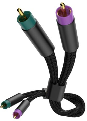 Tertullus High-End Cinch Kabel Audio Kabel für Plattenspieler, Heimkino, und HiFi Anlage,OFC Versilbert 24k vergoldete Stecker (1m/3.28ft)