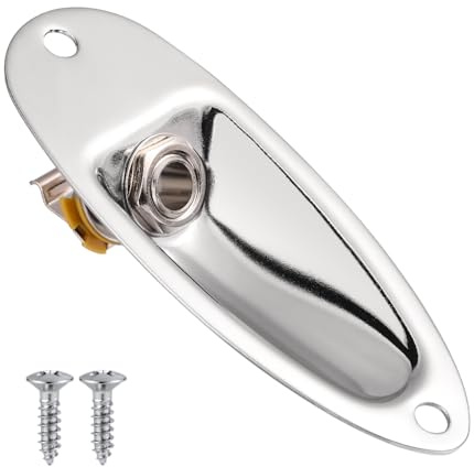 Guitar Input Jack Socket Plate, 1/4 Inch Stratocaster Jack Ferrule Guitar Jack Plug Socket Plate Guitar Output Jack Cover Pad Silver for Stratocaster Electric Guitar Bass