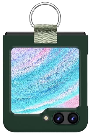 EASSGU Hudpekfodral med metallring för Samsung Galaxy Z Flip7 FE/Z Flip6 (17 cm) – mörkgrön.