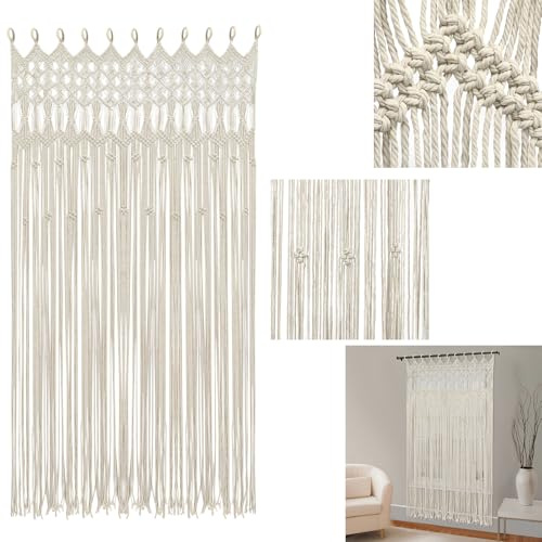 Cortina de perlas, cortina para puerta de balcón, cortina de hilos, cortina de cuentas de bambú y cuentas de madera, cortina de perlas para puerta, 120 x 195 cm, adecuada para ventanas, hogar