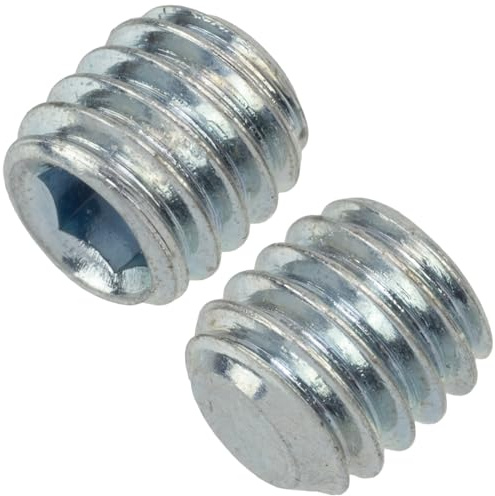 AERZETIX - Set di 12 Viti Grani Senza Testa M4x4mm con Punta Piatta - Impronta HEX2 a 6 Lati Cava - in Acciaio - Colore Argento