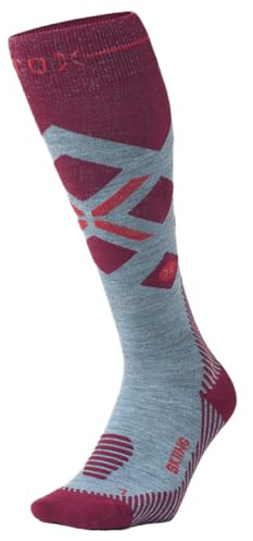 STOX Energy Socks Chaussettes de Ski pour Femme, Bas de Contention en Laine Mérinos, Chaussettes de Compression Chauffantes Femmes, Compression Socks Thermiques de Ski et Snowboard