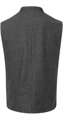 SRZYMJ Herren Weste Brokat Frack Tailcoat Zweireihiger Brokat Frack Weste Renaissance Pirat Vampir Weste Gotisch Steampunk Mittelalter Zweireihige Weste Grey Knöpfen Gilet Business Anglerweste