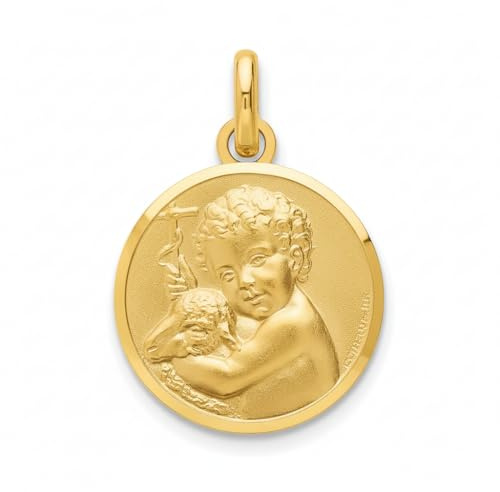 Bijouxenvogue Colgante Medalla Bañada en Oro Religiosa Ángel Gabriel Ángel