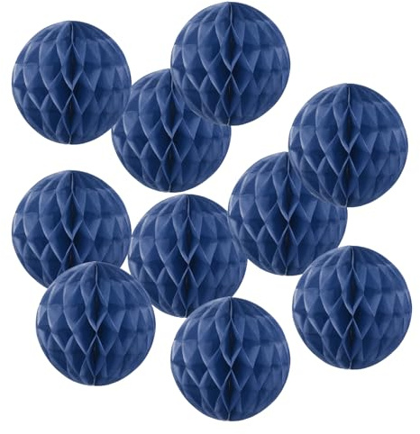 PATIKIL 10pcs 6 Honeycomb Balls Tissue Paper Pom Poms, Party Hanging Paper Honeycomb Balls Decoration for Birthday Wedding Home Backdrop Decor, Navy Blue