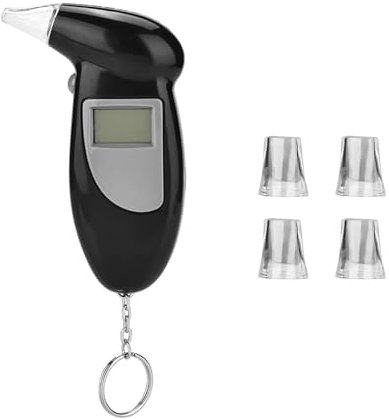 Sathychanpy Alcootest Ethylotest Electronique,Numérique Professionnel avec Ecran LCD d'Affichage,Portable LED Digital Respiratory Alcohol Tester pour Usage Domestique avec 5 Embouts