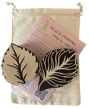 Wooden Block Printing Stamps – Multiple Designs (Leaf Design)