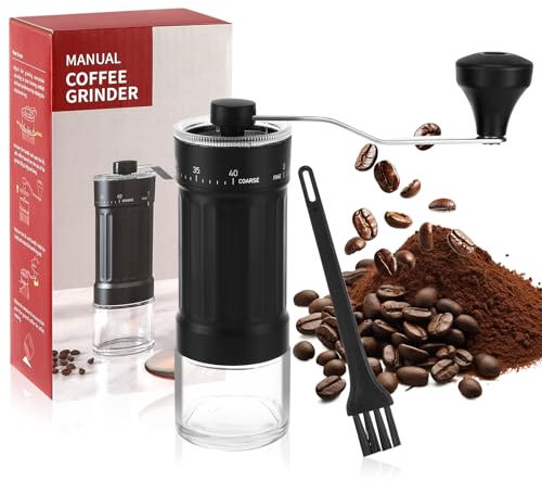40 Livelli Macinacaffè manuale Esterno Regolabile, Macina Caffè Manuale, Coffee Grinder con Meccanismo Conico in Ceramica Ad Alta Precisione, per Aeropress, Espresso, Pour Over, French Press e Moka