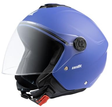 SpiritMoto unik Casco Moto Jet Abierto Motocicleta Scooter Ciclomotor Hombre/Mujer Airflow Cierre Micrométrico Desmontable Homologado - AZUL MATE talla L
