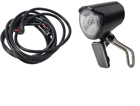 Yhenlovtt Phare avant LED pour vélo électrique - Lampe étanche compatible avec alimentation 6-60 V avec support de montage - Noir (SM)