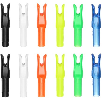 YELARXI Tiro con l'arco Nocks, Nocks di plastica di ricambio frecce coda accessorio-raccordo per (caccia fai da te/Compound/arco ricurvo) 6,2 mm/0,6 cm ID & 12 pezzi & plastica & 6 colori