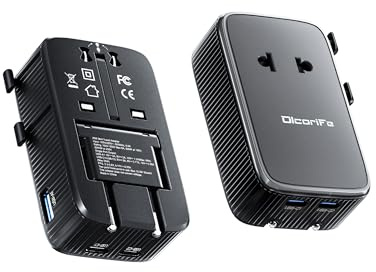 Olcorife PD25W Mini reseadapter universell nätadapter med 2 USB-C 1 USB-A internationell kontaktadapter reseadapter för USA till EU UK AUS (typ/C/G/A/I) paket