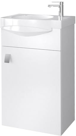 Planetmöbel Badmöbel Set Waschtisch mit Unterschrank 40 x 60 x 29 cm für Badezimmer, Gäste WC & Bad, Weiß