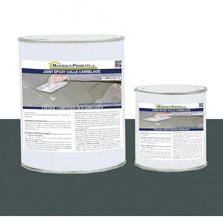MATPRO - Joint Époxy Colle pour Carrelage - Étanche Eau et Infiltrations - Application Horizontale, Verticale, Intérieur et Extérieur - Gris Anthracite - 1Kg