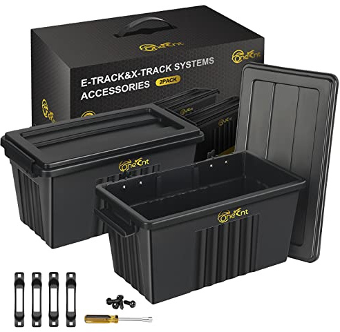 Onesnt 2 Pack E-Track Basket Storage Bin for E Track Accessories for Enclosed Trailer- System to Tool Organizer Workshop, Garage