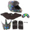 Professioneller Motocross-Helm mit Schutzbrille, Handschuhen, Gesichtsschutz Jugendliche und Erwachsene, Offroad-Sturzhelm, Integralhelm, S M L XL (S)