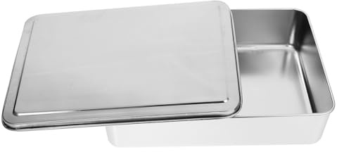 Sosoport Teglia Rettangolare in Acciaio Inox con Coperchio Tortiera per Tiramisù Antiaderente 28X22X6 CM Teglia da Forno Piccola per Dolci e Conservazione in Cucina