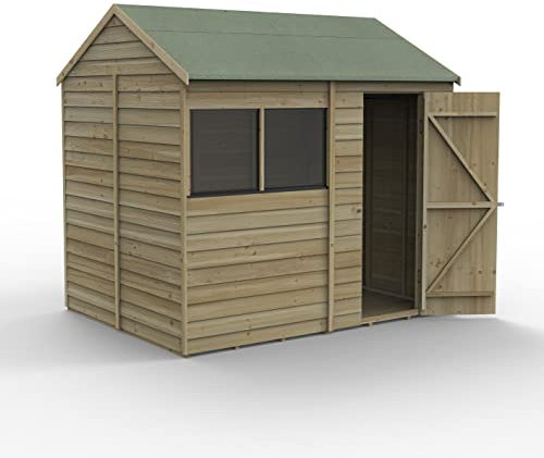 Forest Garden 4LIFE Reverse Apex Shed 8x6 - Single Door - 2 Windows