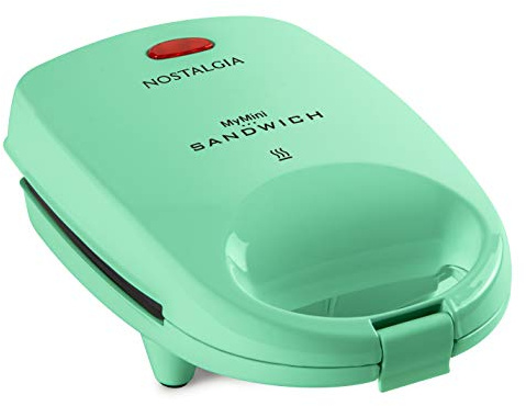 Nostalgia MyMini Personal Sandwich Maker, Nonstick Panini Press, Pizza Pockets, Quesadillas, Mint Green