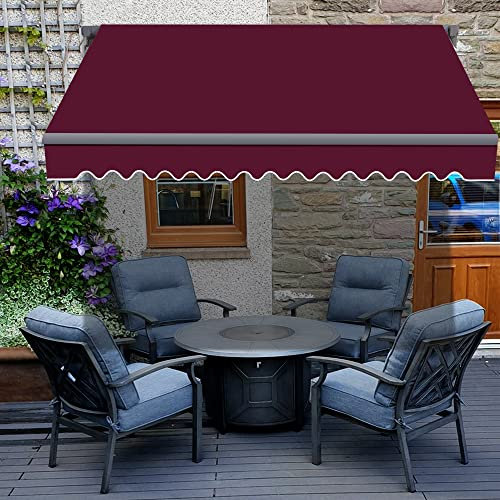 Green Bay Retractable 2m x 1.5m Awning DIY Patio Awning Garden Canopy Outdoor Sun Shade Shelter with Fittings and Crank Handle - Wine Red