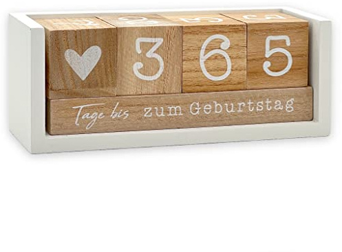 MIK funshopping Calendario anual de cuenta regresiva, cubo de madera con barra temática, calendario de mesa de duración del año, contador de días sin espacio hasta 432 días para bodas, cumpleaños, exá