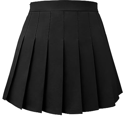 Joyingtwo Gonna a pieghe da donna, gonna da skater, con pantaloncini, elastico in vita, gonne da tennis taglie forti, nero, L