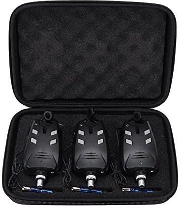 JERYS Electric Fishing Bite Alarm, Bite Alarm High Accurate LED Indicator with Storage Box for Fishing