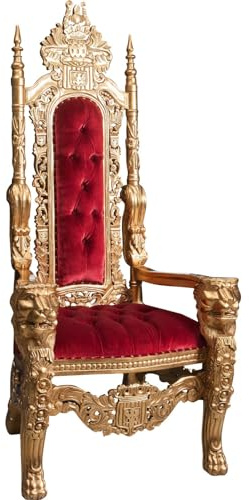 Biscottini Poltrona Trono Stile Barocco 180.5x80.5x70 cm - Poltrona Salotto con Schienale Alto - Poltrona Gaming - Divano da Discoteca e per Feste - Poltrone Salotto - Troni per Locali e abitazioni