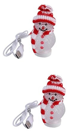 UKCOCO 2st Weihnachtsnachtlichter Usb-nachtlicht Geführte Schneemannfigur Weihnachtsfigur Schneemann Geführte Schneemannlichter Schneemann Nachtlichter Bettlampe Weihnachten Tisch Büro