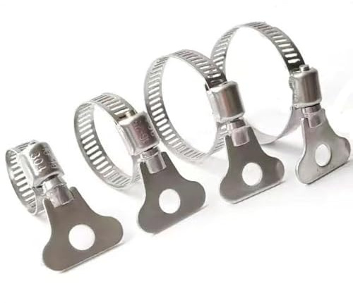 16pcs Mixed Pack 304 Stainless Steel Hose Clamps, Adjustable Thumb Screw Key Type Clamps, (6-12mm, 13-19mm, 19-29mm, 21-44mm) Size 4pcs each, Great for plumbing, automotive and mechanical applications