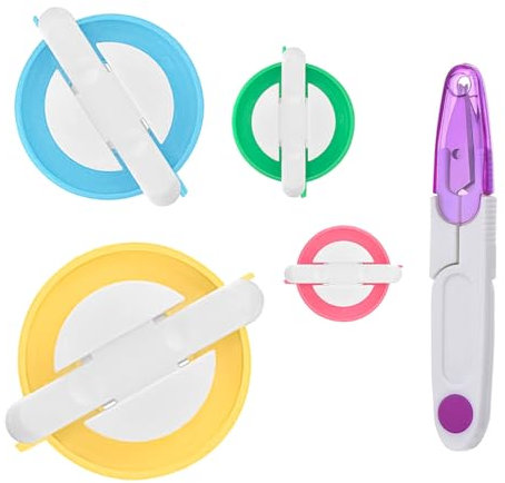 POFET Pompom-Maker, 4 verschiedene Größen, Pompom-Maker, Fluff-Ball-Weber-Nadel, Basteln, DIY, Wolle, Stricken, Basteln, Strickwolle-Werkzeug