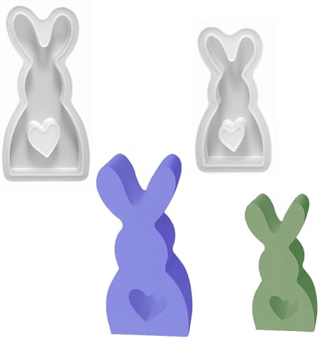 YEJAHY 2 stampi in silicone per conigli, pasqua, coniglio, Pasqua, coniglio fai da te, per Pasqua, regali di Pasqua, artigianato