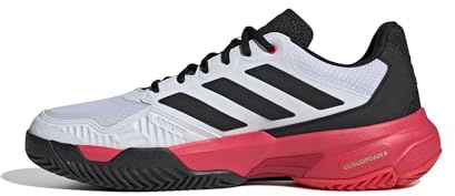 Adidas Uomo Courtjam Control 3 Tennis Shoes, Ftwr White/Core Black/Lucid Red, 41 1/3 EU