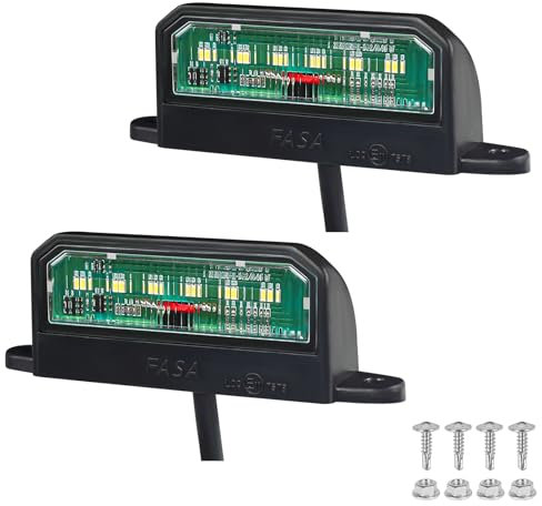 Qiping 2Pcs LED License Plate Lights 12V 24V Universal Waterproof Rear Light,White LED Number Plate Lights For Trailer Caravan Truck