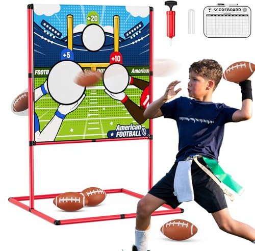 HYES Kit de Jeu de Football pour Enfants, avec 3 Trous, tir à la Cible, kit de tir de Football américain Jeu de Cible de Lancer pour Jardin, intérieur, extérieur, Cadeau pour garçons et Filles