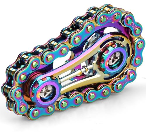 Cool Fidget Chain Fidget Spinners For Kids Adults, Metal Handheld Gadget Kinetic Desk Toy Finger Hand Spinner Fingertip Gyro, Hand Rollor Bike Chain