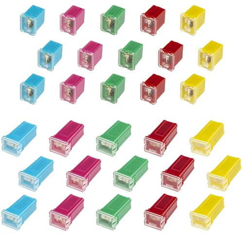 30 PCS Automotive Fuse Assortment, Includes 15 Tall Profile and 15 Low Profile Micro Cartridge Fuses Kit Fuses Rated 20A, 30A, 40A, 50A, 60A (3 of Each Type), Boxed Set