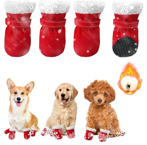 agctrler Hundeschuhe Pfotenschutz, 4 Stück atmungsaktive Hunde Schuhe Outdoor mit Rutschfester Sohle, verstellbarem Klettverschluss für kleine, mittlere und große Hund, Sport im Freien (Rot)