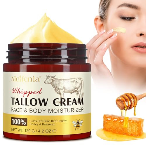 Bovino Tallow per la pelle, Meifenla Tallow e Honey Cream Natural Tallow Face Moisturizer, Organic Hydrating Beef Tallow Balm Idratante Deep Moisturizing per la cura della pelle del viso e del corpo