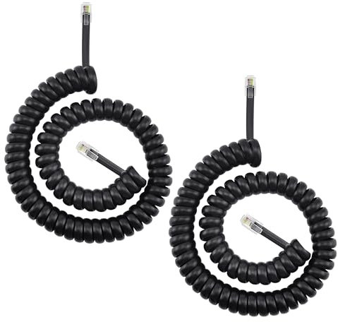 BlingKingdom 2 cavi per cornetta telefonica, 3 m, non arrotolato, universalmente compatibile con RJ9/RJ10/RJ22 (nero)