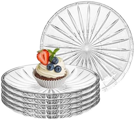 Altom Design Tellerset 6 Personen Ø 15,2 cm Glasteller Kuchenteller Set aus Glas Venus